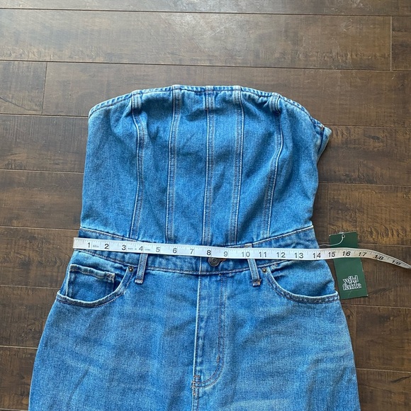 Wild Fable Tube Cargo denim wide leg Jumpsuit bandeau strapless - Picture 12 of 16